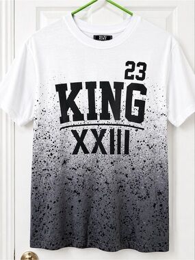 King XXIII Boys' White to Gray Ombre Graphic Tee